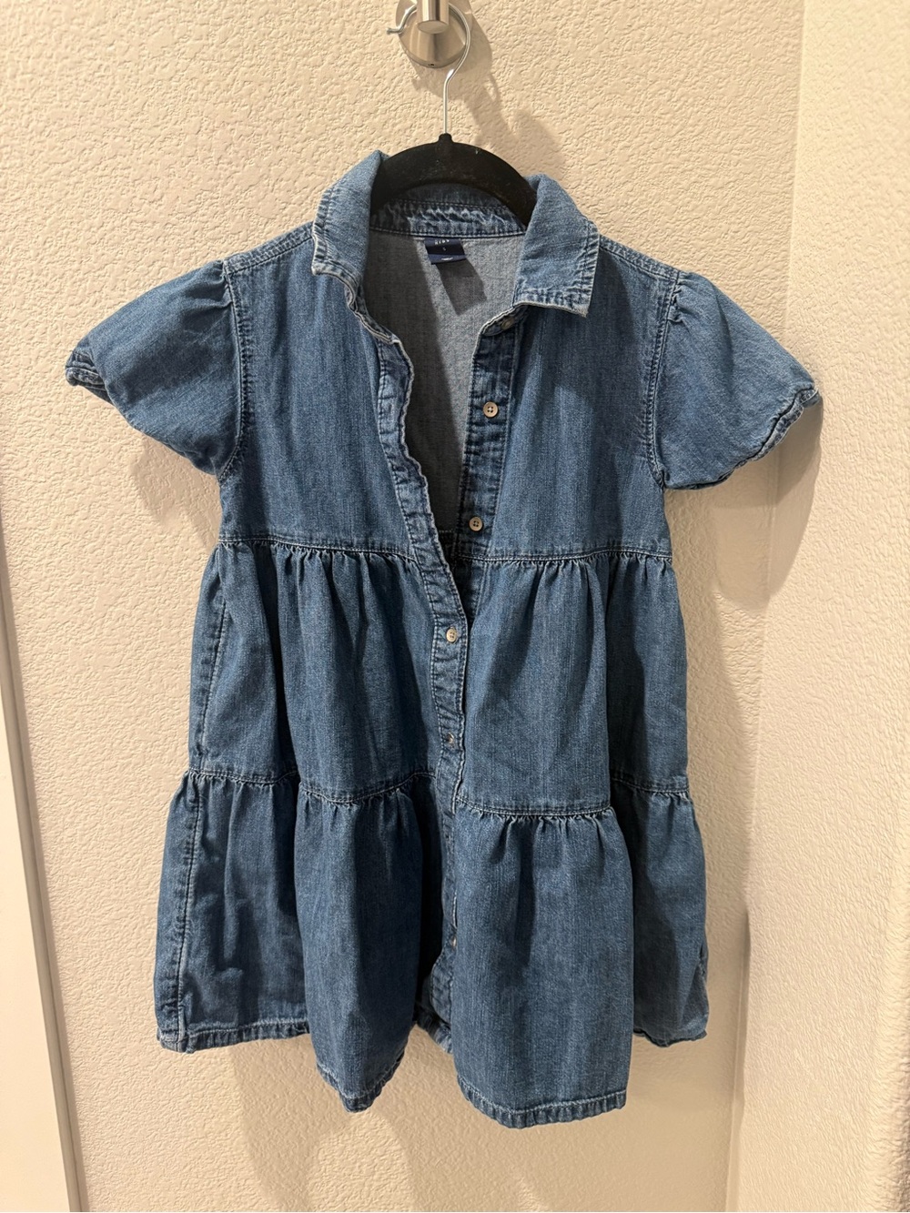 Girls Denim Tiered Shirt Dress Jacket - Blue